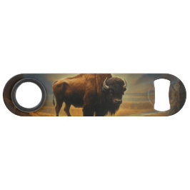 Bizonsilhouet bij zonsondergang speed flessenopener
