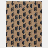 Bizonsilhouet Graspatroon Fleece Deken (Voorkant)
