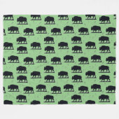 Bizonsilhouet Graspatroon Fleece Deken (Voorkant (Horizontaal))