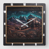 bizonwoestijn vierkante klok (Voorkant)