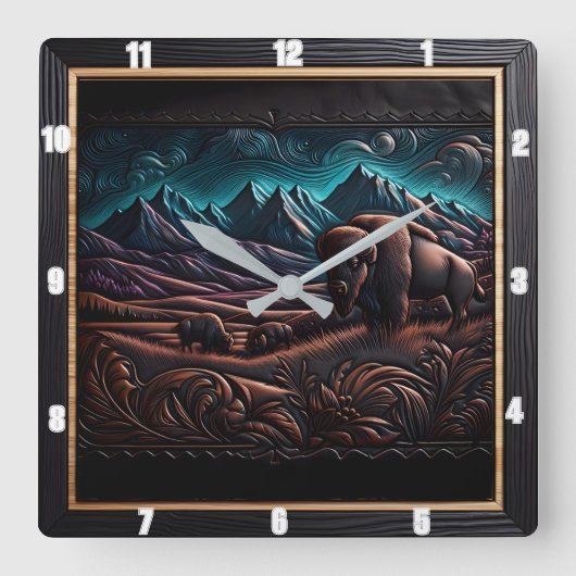 bizonwoestijn vierkante klok (Voorkant)