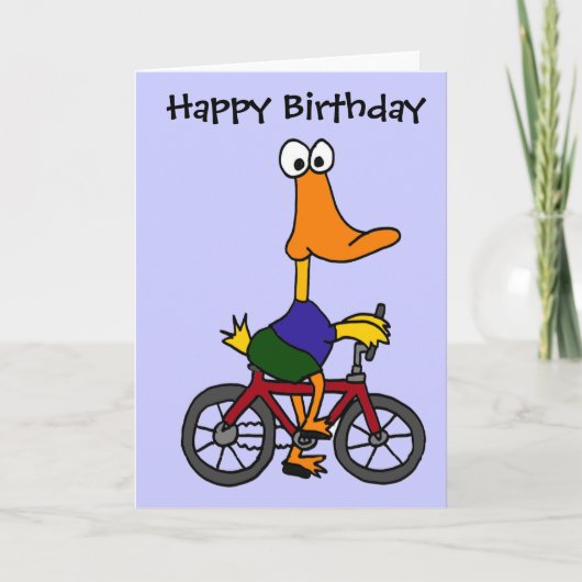 BJ- Duck Riding Bicycle Cartoon Kaart (Voorkant)