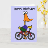 BJ- Duck Riding Bicycle Cartoon Kaart (Gele Bloem)
