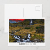 Bjarnafoss waterval, IJsland briefkaart (Voorkant / Achterkant)