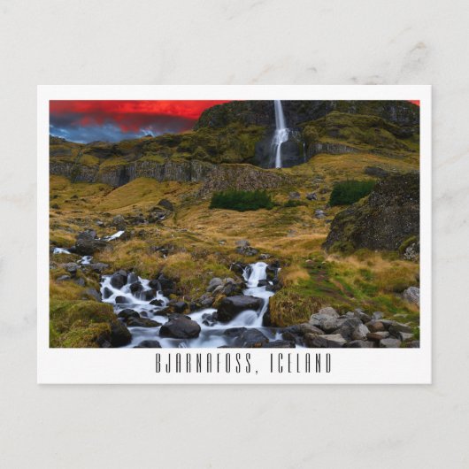 Bjarnafoss waterval, IJsland briefkaart (Voorkant)