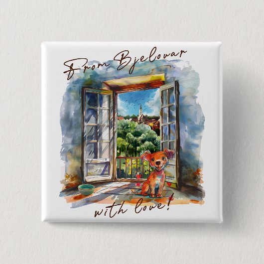 Bjelovar Vierkante Button 5,1 Cm (Voorkant)