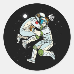 BJJ Astronaut Flying Jiu-Jitsu Martial Art Ronde Sticker