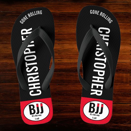 BJJ Black Belt Rolling Toevoegen Jouw naam Jiu Jit Teenslippers