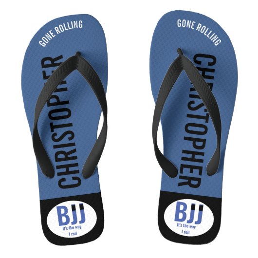 BJJ Blue Belt Gone Rolling Toevoegen Jouw naam Jiu Teenslippers (Voetbed)