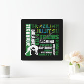 "BJJ Elements" Braziliaanse Jiu Jitsu Wall Clock Vierkante Klok (Huis)