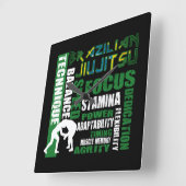 "BJJ Elements" Braziliaanse Jiu Jitsu Wall Clock Vierkante Klok (Hoek)