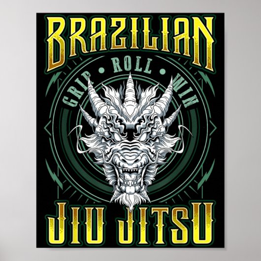 BJJ Grip Roll Win - Grappling Jiu Jitsu Draak Poster (Voorkant)