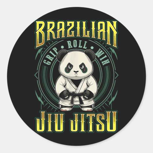BJJ Grip Roll Win - Grappling Jiu Jitsu Panda Ronde Sticker (Voorkant)