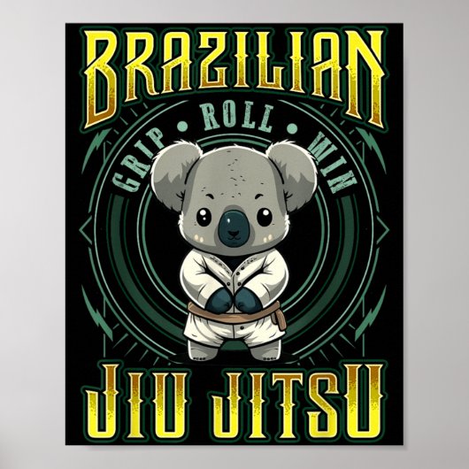 BJJ Grip Roll Win - Grappling Jiu Jitsu schattige  Poster (Voorkant)