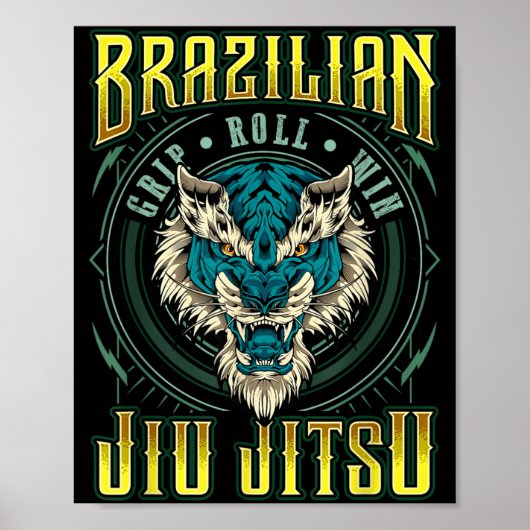 BJJ Grip Roll Win - Grappling Jiu Jitsu Tijgerhoof Poster (Voorkant)