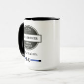 BJJ Jiu Jitsu Choke Blue Belt Naam Club en datum Mok (Voorkant links)