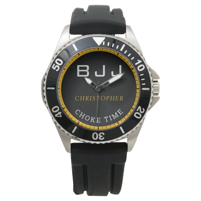 BJJ Jiu Jitsu Gepersonaliseerde Choke Time Zwart M Horloge (Voorkant)