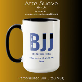 BJJ Way I Roll Add Jouw naam Jiu Jitsu Blue Belt Mok