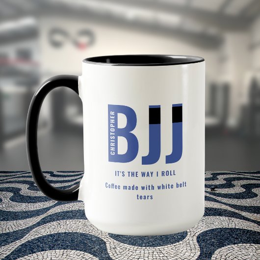 BJJ Way I Roll Add Jouw naam Jiu Jitsu Blue Belt Mok