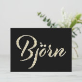 Björn Name white gold Handwriting Karte Kaart (Staand voorkant)