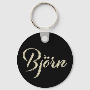 Björn Name whitegold Button Schlüsselanhänger Sleutelhanger