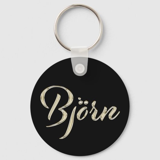Björn Name whitegold Button Schlüsselanhänger Sleutelhanger (Voorkant)