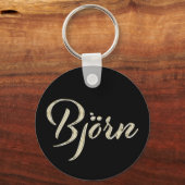 Björn Name whitegold Button Schlüsselanhänger Sleutelhanger (Voorkant)