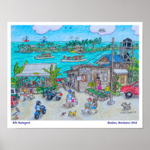 BJ's achtertuin, Roatan, Honduras Poster