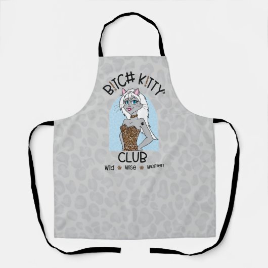 BK!TTY Club™ All-Over Print Apron Med - Grijs Schort (Voorkant)