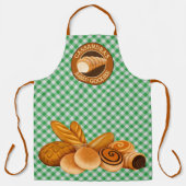 Bked Goodies Bread Baker's Logo Green Gingham Schort (Voorkant)