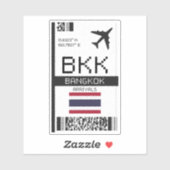BKK Bangkok Boarding Pass - Thailand Reizen Sticker (Vel)