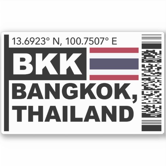 BKK Bangkok Boarding Pass - Thailand Travel Sticker (Voorkant)