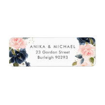 Bkush & Navy Bloemen Bruiloft Retouradres