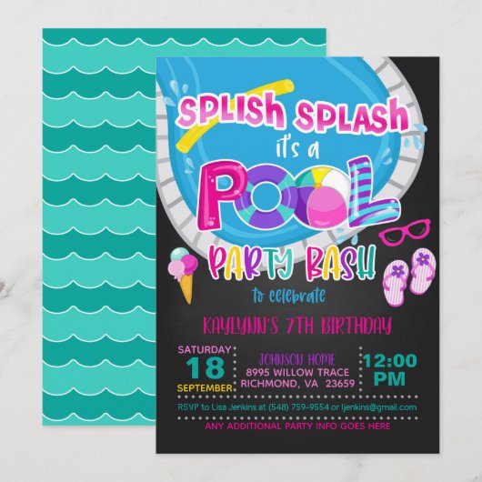 BL-groep: Birthday - uitnodiging voor meisjes (Voorkant / Achterkant)