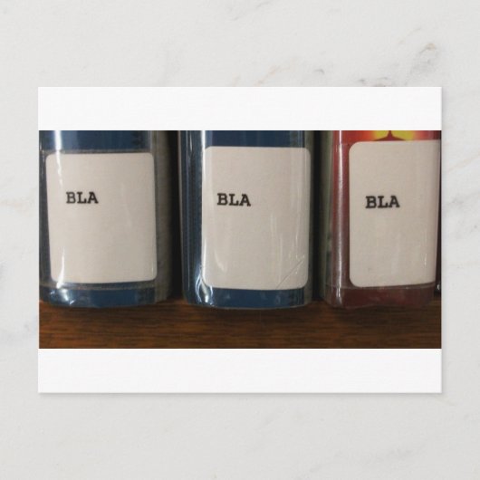"Bla, Bla, Bla" - Bibliotheekoproepnummers Briefkaart (Voorkant)