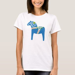 Blå Dalahäst Dala-paardenblauw T-shirt