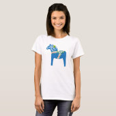Blå Dalahäst | Dala-paardenblauw T-shirt (Voorkant volledig)