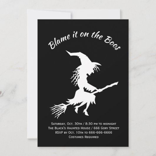 Blaam het op de zwarte & witte halloween party van kaart (Voorkant)