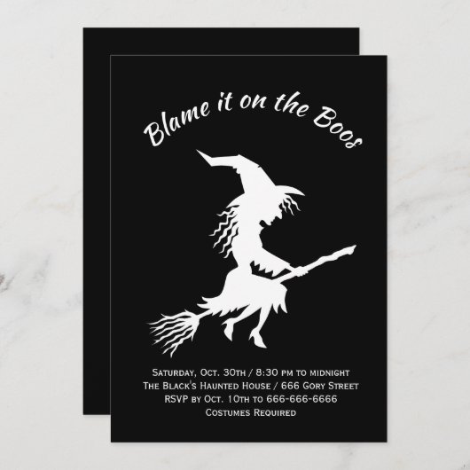 Blaam het op de zwarte & witte halloween party van kaart (Voorkant / Achterkant)
