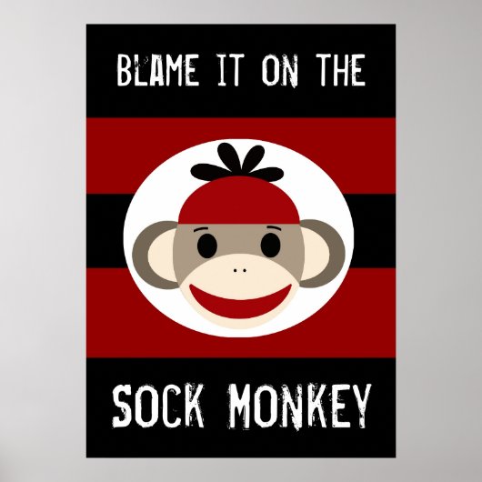 Blaam het op het zwarte Poster Sock Monkey (Voorkant)