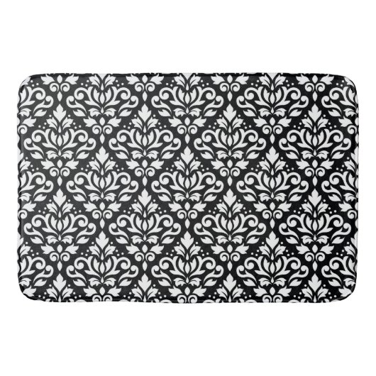 Blaas Damask Pattern White op Black Badmat (Voorkant)