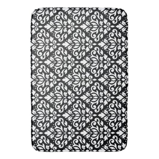 Blaas Damask Pattern White op Black Badmat (Voorkant Verticaal)