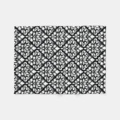 Blaas Damask Pattern White op Black Fleece Deken (Voorkant (Horizontaal))