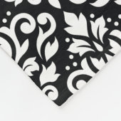 Blaas Damask Pattern White op Black Fleece Deken (Hoek)