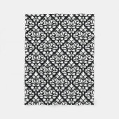 Blaas Damask Pattern White op Black Fleece Deken (Voorkant)