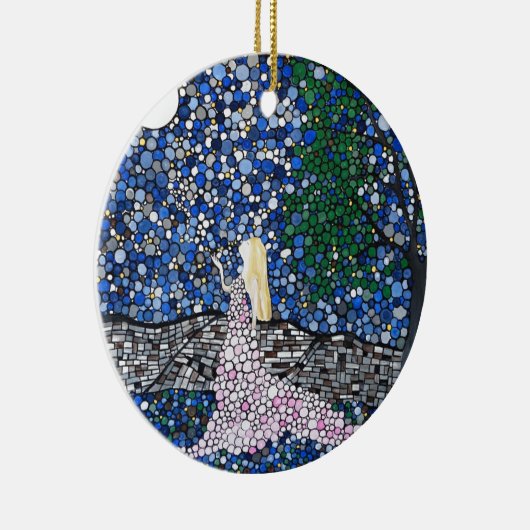 Blaas een kus naar de maan keramisch ornament (Rechts)