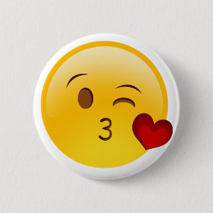 Blaas een sticker van kusemoji ronde button 5,7 cm