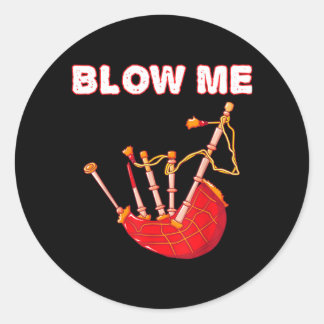 Blaas Grappige Schotse Dudelsack Tartan Sarcastisc Ronde Sticker