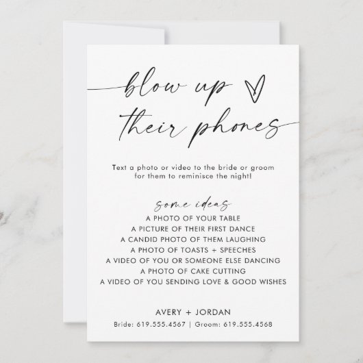 Blaas hun telefoonbord op | Huwelijksfotospel Kaart (Voorkant)