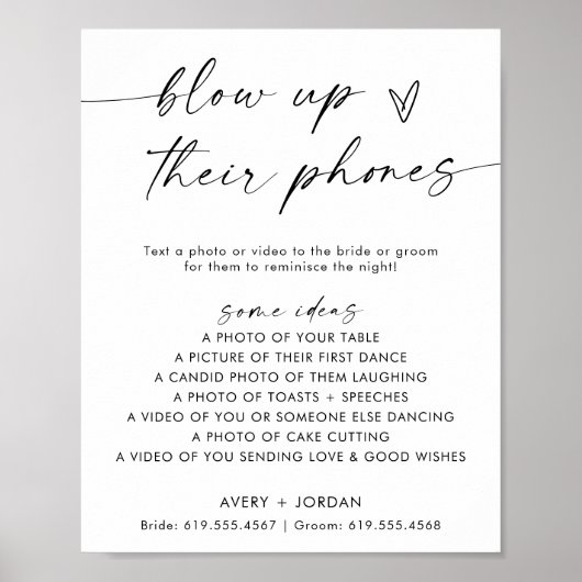 Blaas hun telefoonbord op | Huwelijksfotospel Poster (Voorkant)